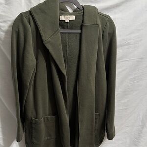 LOFT Olive Women's open hooded Coat